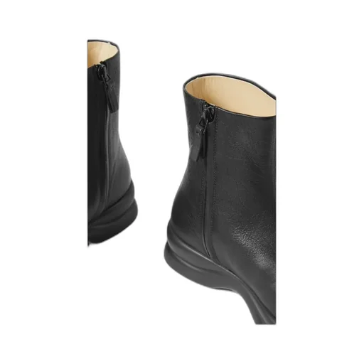 Black Round-Headed Ankle Boots