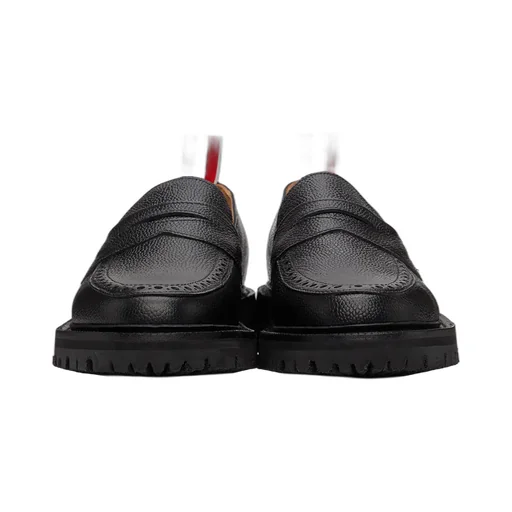 Grosgrain-Loop Round-Toe Loafers