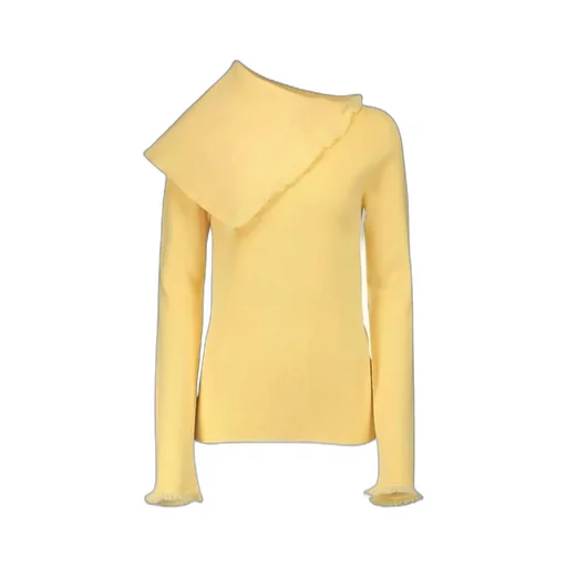 Irregular Neckline Knitted Pullover