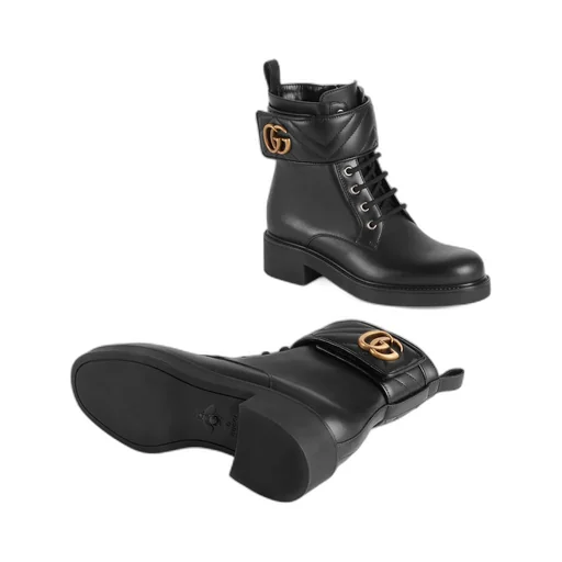 Gucci Logo Plaque Lace-Up Ankle Boots