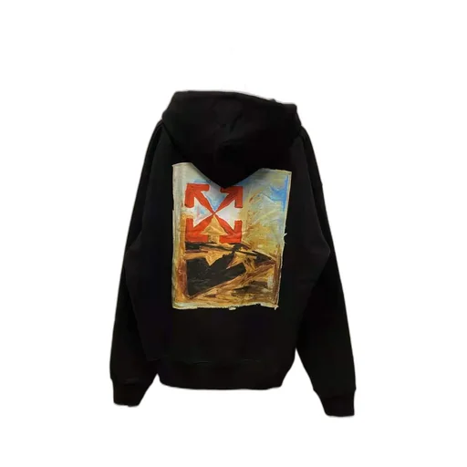 Logo-Print Arrow Painterly-Print Hoodie