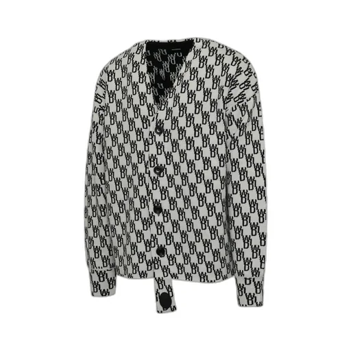 Monogram-Print Knitted Cardigan