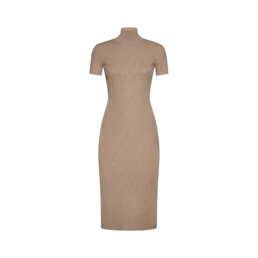 Fendi Monogrammed Turtleneck Dress