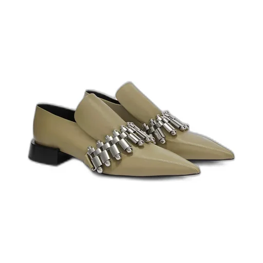 Pointed-Toe Leather Loafers