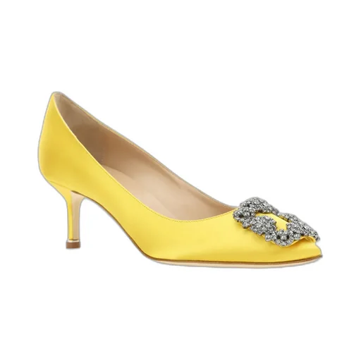 Manolo Blahnik Hangisi Embellished Satin Pumps