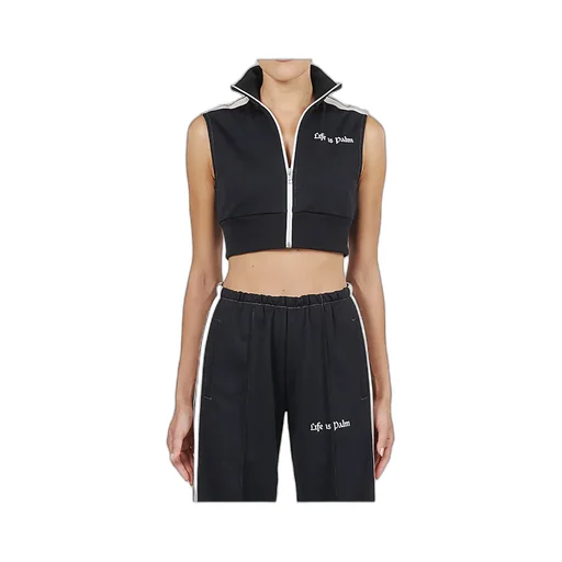 Logo-Print Cropped Gilet