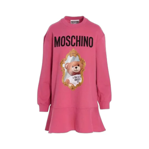 Teddy Bear-Print Sweatshirt Dress