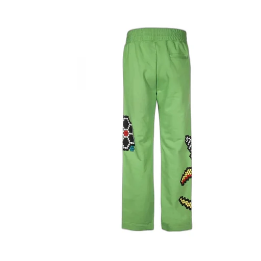 Plush Motif-Print Wide-Leg Track Pants