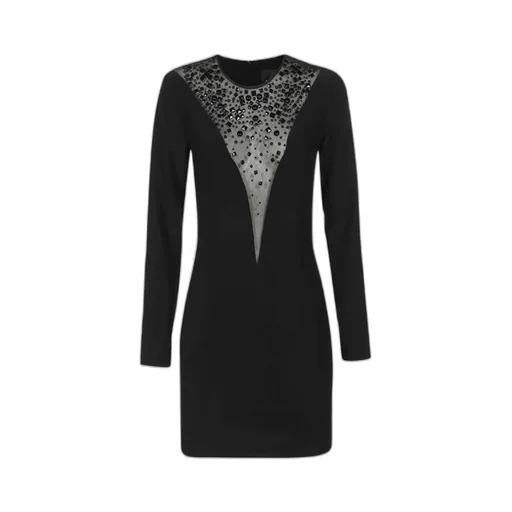 Rhinestone-Embellished Long-Sleeve Dress