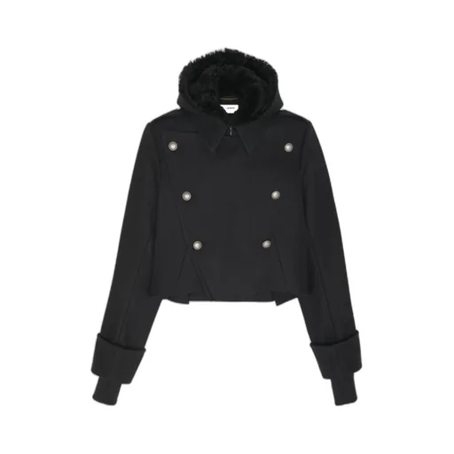 Military Coat In Wool Felt And Shearling