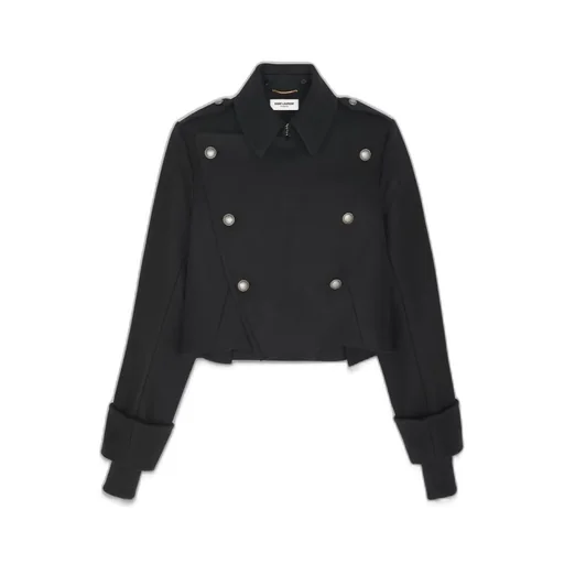 Military Coat In Wool Felt And Shearling
