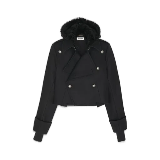 Military Coat In Wool Felt And Shearling