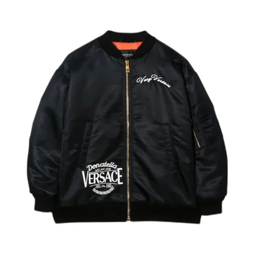 Embroidered-Logo Zip-Up Bomber Jacket
