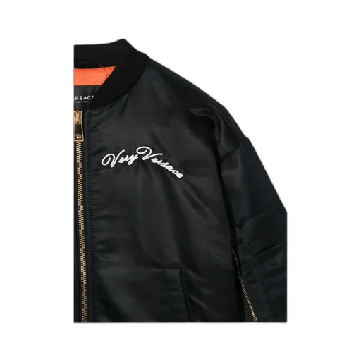 Embroidered-Logo Zip-Up Bomber Jacket
