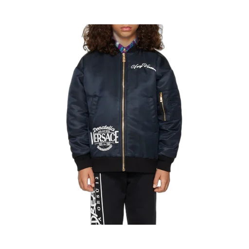 Embroidered-Logo Zip-Up Bomber Jacket