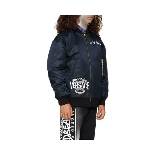 Embroidered-Logo Zip-Up Bomber Jacket