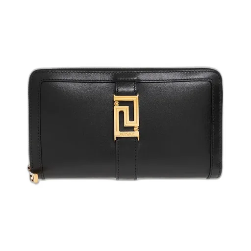 Versace Logo Detailed Zipped Wallet