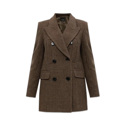 Checked Double-Breasted Suit Jacket