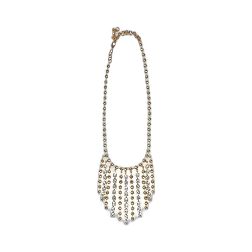 Alessandra Rich Embellished Beaded Fringed Necklace