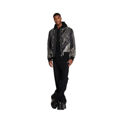 Studded Nylon Bomber Jacket