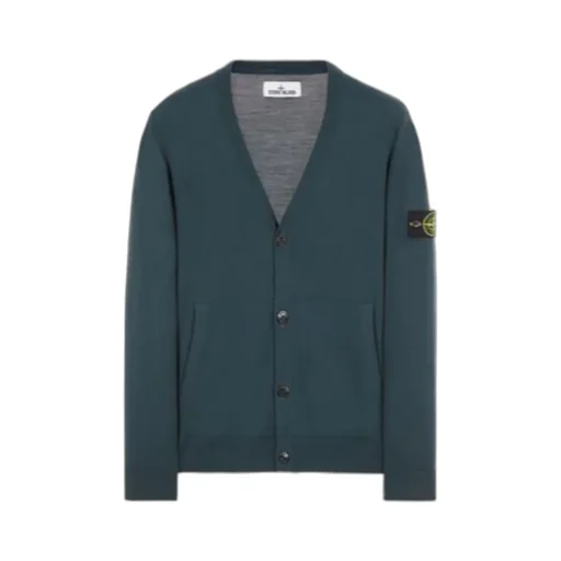 Compass-Patch Wool Cardigan