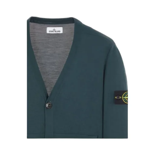 Compass-Patch Wool Cardigan