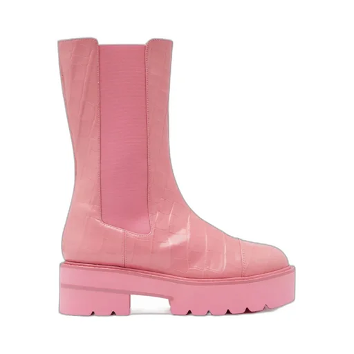 Crocodile-Effect Leather Boots