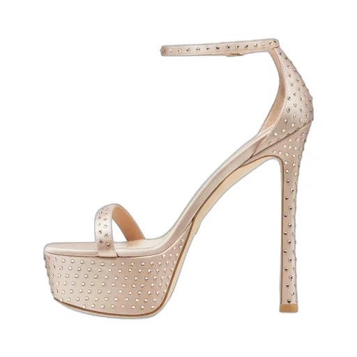 150Mm Rhinestone Platform Sandals
