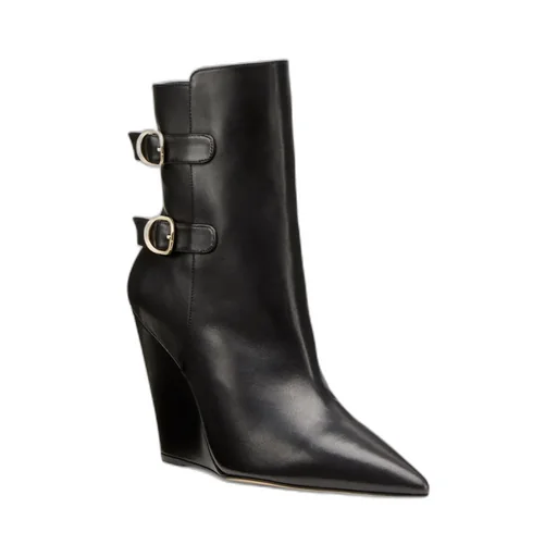 135Mm Pointed Leather Boots