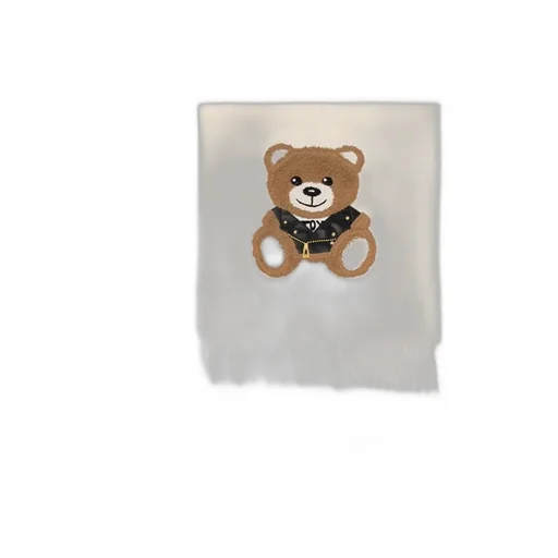 Teddy Bear-Print Knitted Scarf