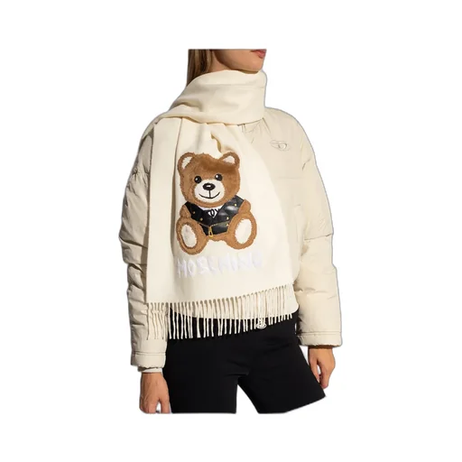 Teddy Bear-Print Knitted Scarf