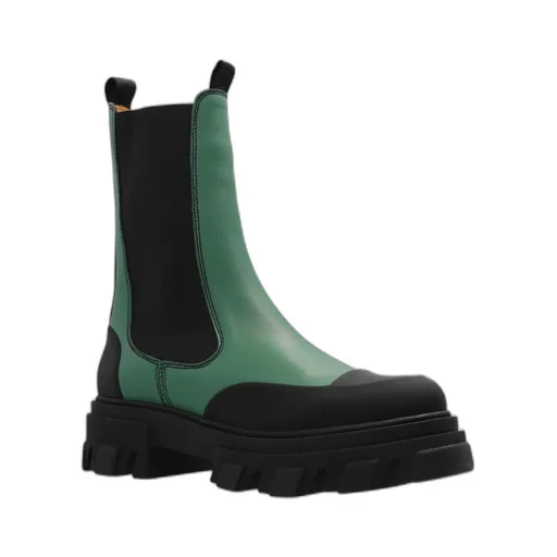 Ganni Colour Blocked Round Toe Ankle Boots