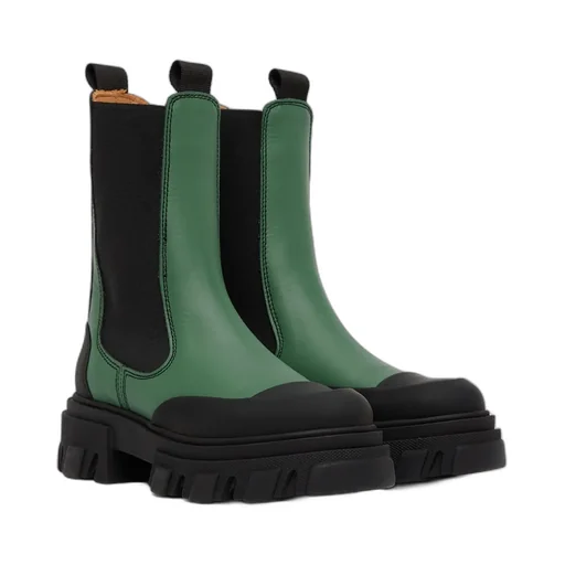 Ganni Colour Blocked Round Toe Ankle Boots