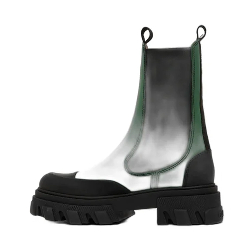 Ganni Colour Blocked Round Toe Ankle Boots
