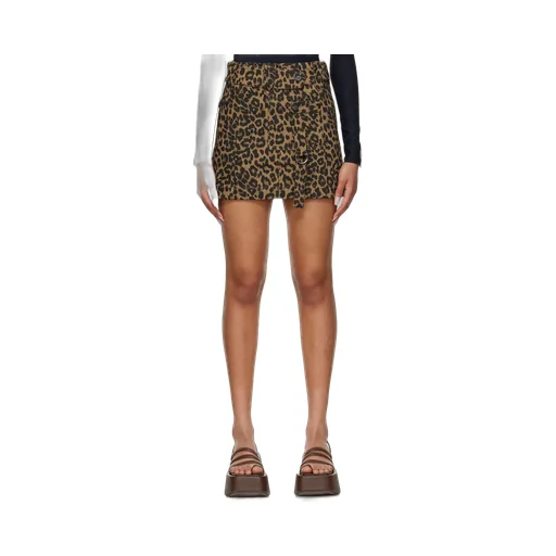 Leopard-Print A-Line Skirt