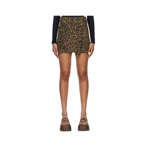 Leopard-Print A-Line Skirt