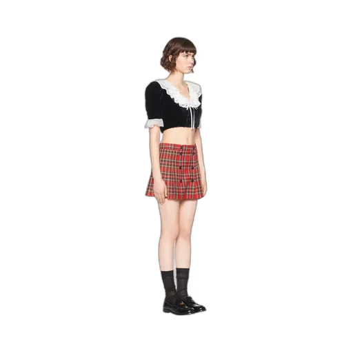 Miu Miu Check Pattern Button-Detailed Skirt