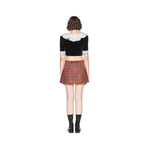 Miu Miu Check Pattern Button-Detailed Skirt