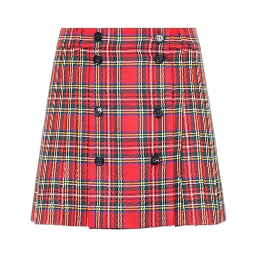 Miu Miu Check Pattern Button-Detailed Skirt