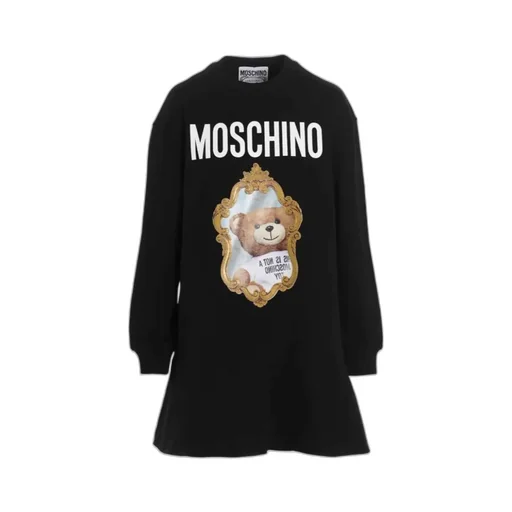 Teddy Bear-Print Sweatshirt Dress