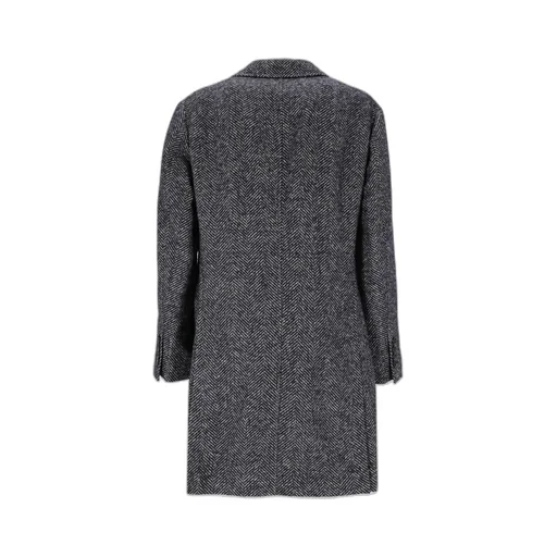 Herringbone-Pattern Midi Coat