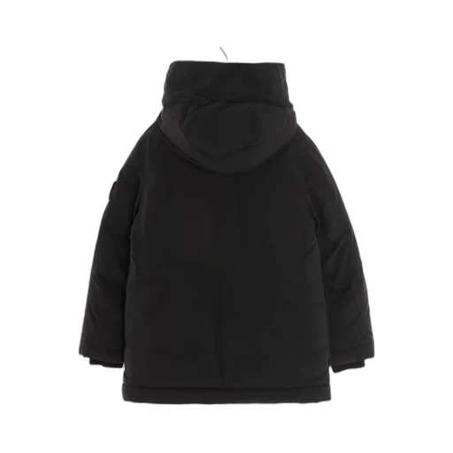 Logo-Patch Sleeve Hooded Coat
