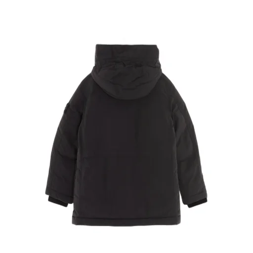 Logo-Patch Sleeve Hooded Coat