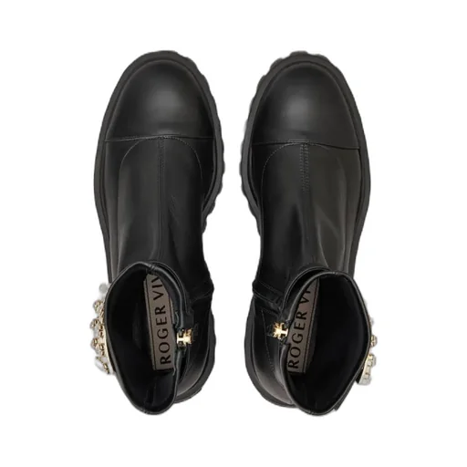 Viv' Go-Thick Rhinestone Buckle Stretch Ankle Boots In Soft Leather