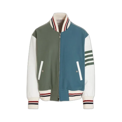Colour-Block Wool Bomber Jacket