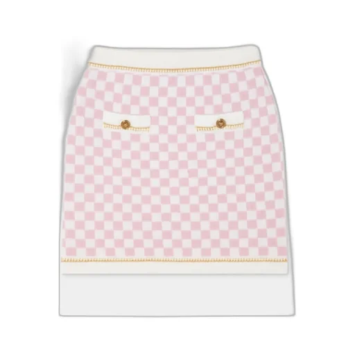 Check-Pattern Wool Skirt