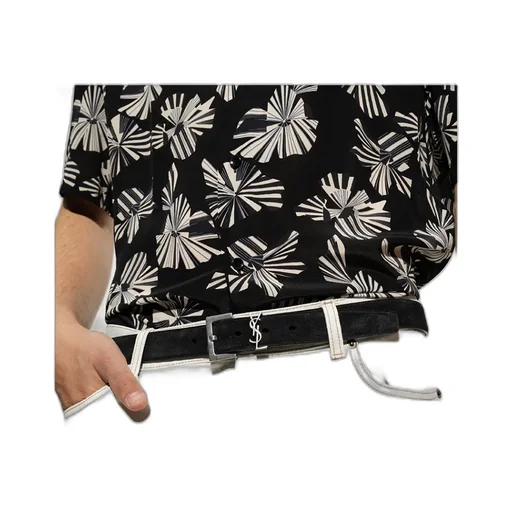 Saint Laurent Logo Plaque Buckled Belt