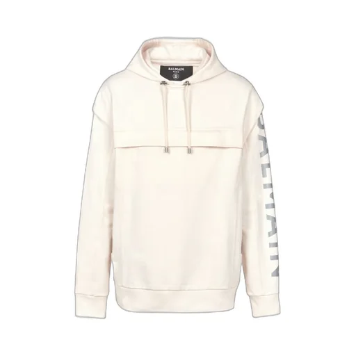 Cotton Printed Balmain Logo Hoodie