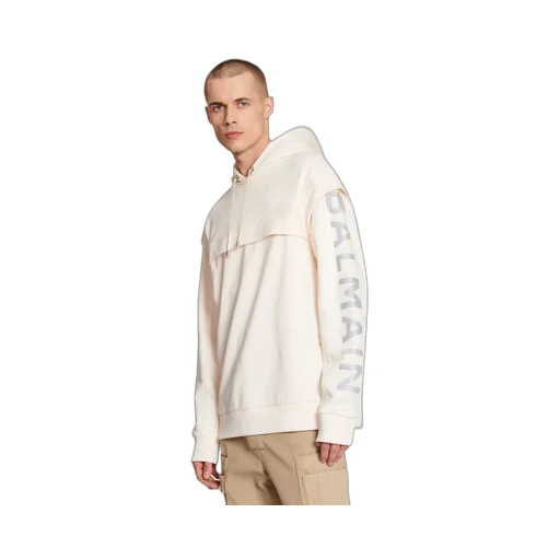 Cotton Printed Balmain Logo Hoodie