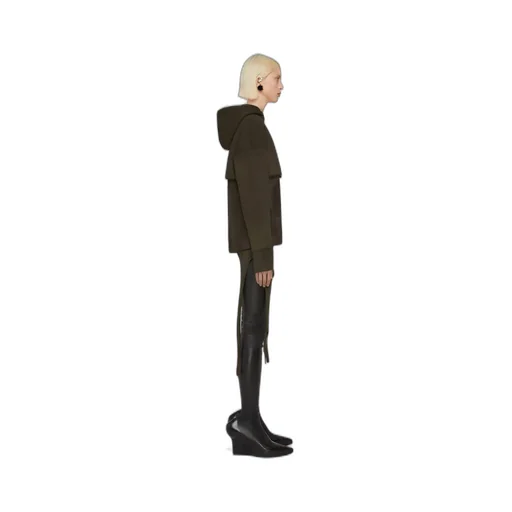 Slim Fit Hoodie In Embroidered Jersey With Overlapped Effect